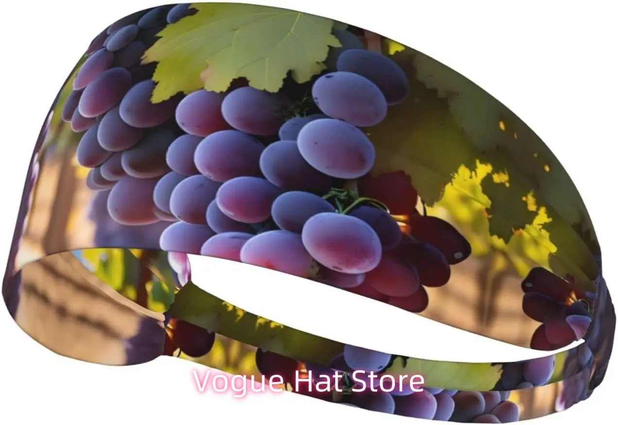 

Elastic Exercise Headband, Outdoor Sports Elastic Headband, Fitness, Yoga, Running, Cycling Desert Grapes Pattern