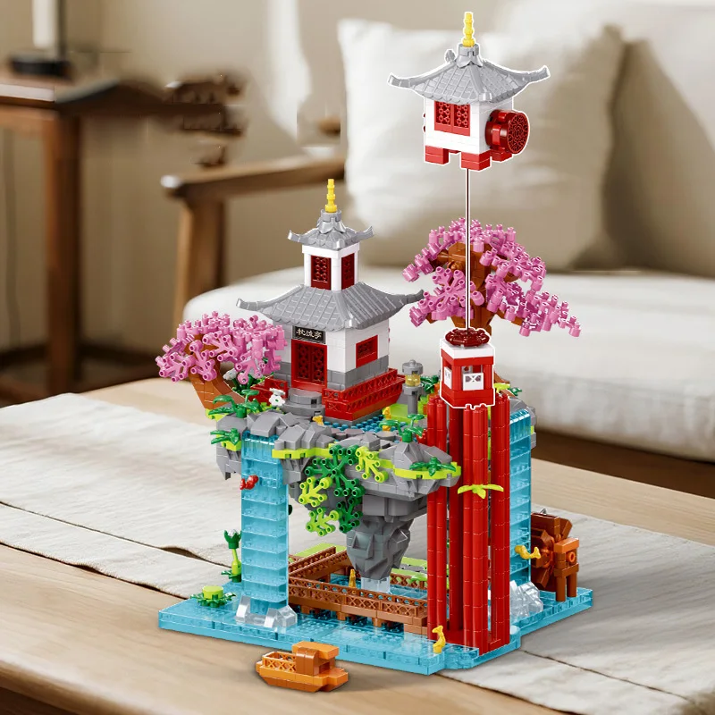 

Креативная архитектура, микро-блок с бриллиантами, цветок персика, садовое строительство, кирпич, сборка игрушек, коллекция нанокирпичей для подарков