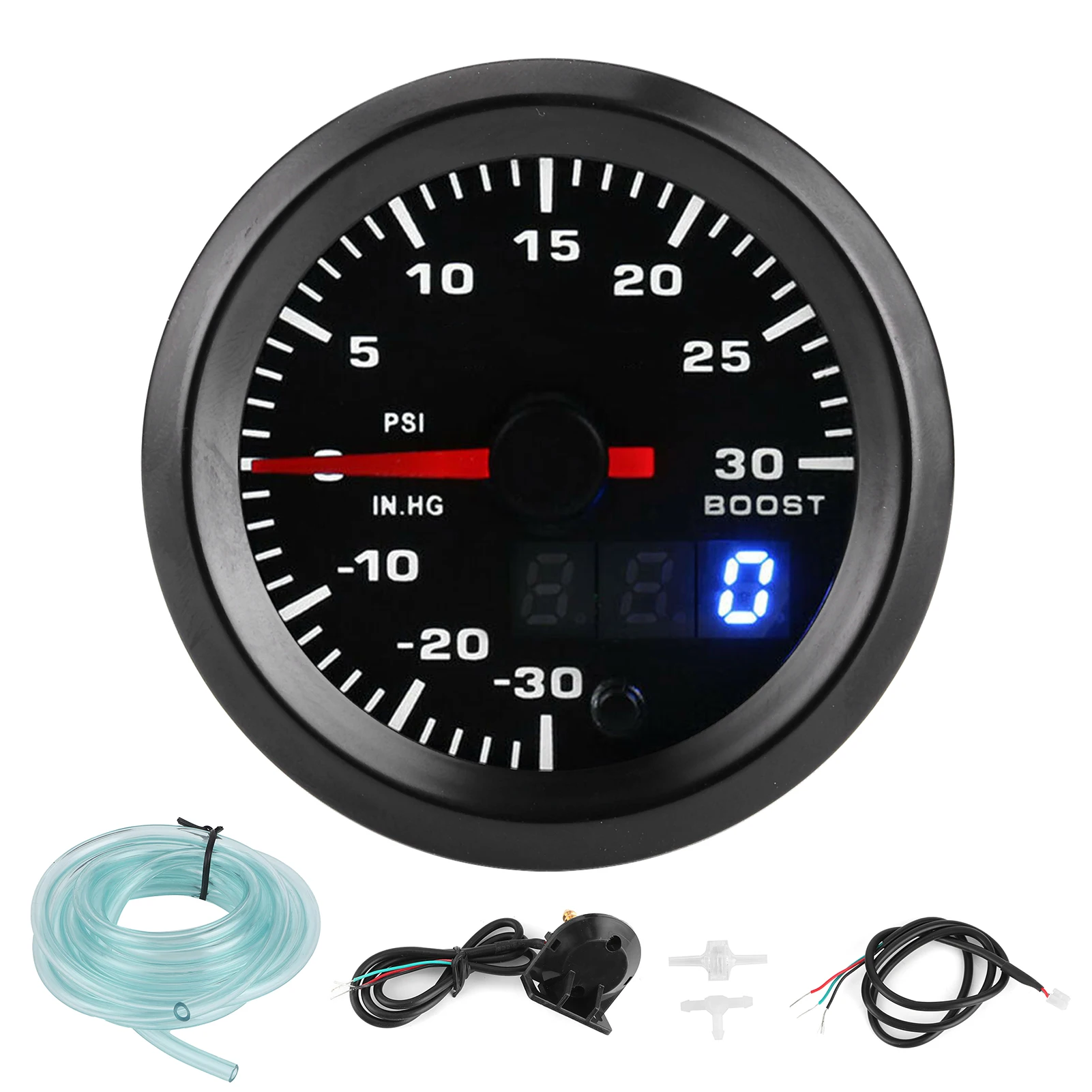 2in/52mm Universal 7 Colors LED Turbo Boost Meter PSI Pressure Gauge Digital Display Pointer