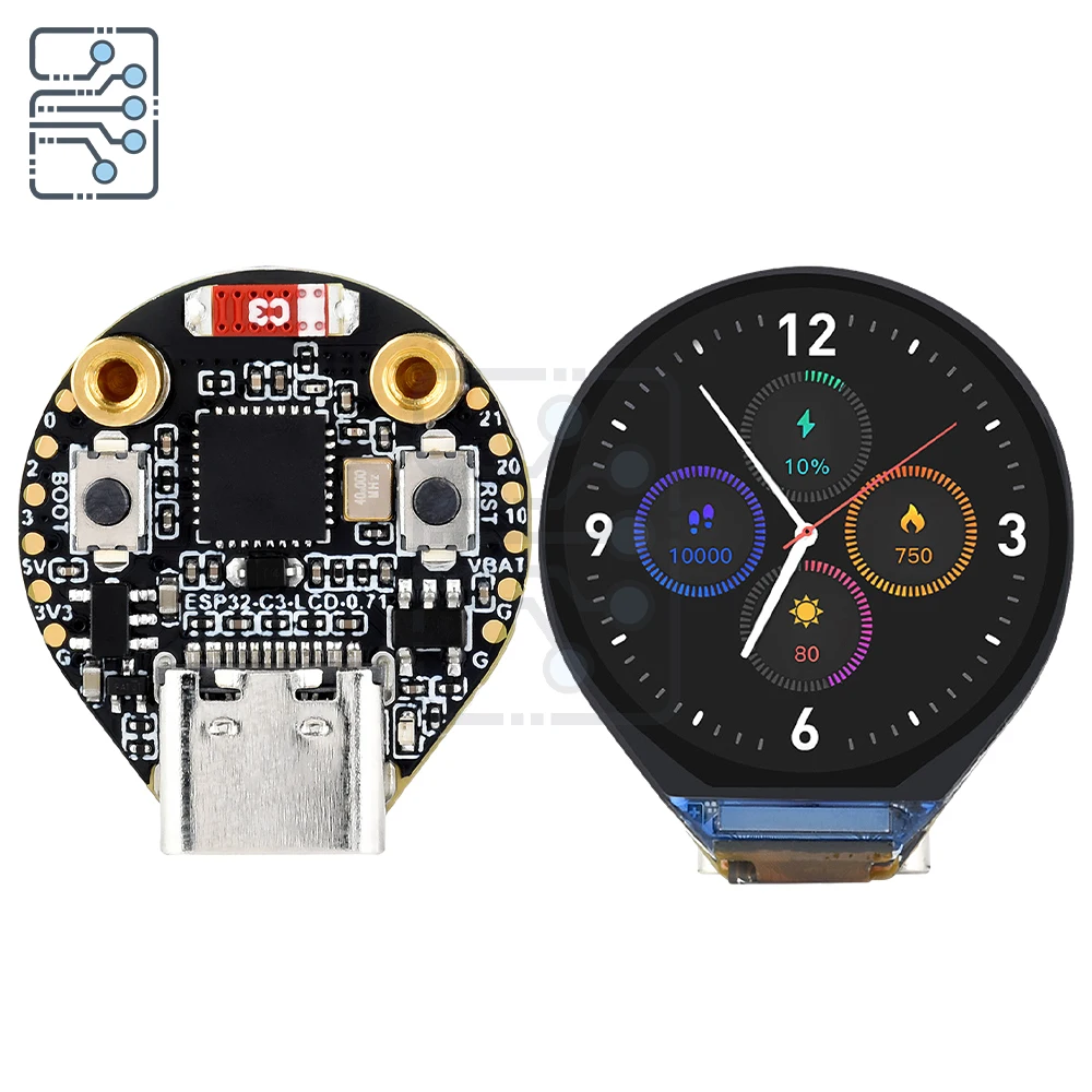 ESP32-C3 0.71 inch round IPS LCD development board 160×160 resolution SPI interface screen based on ESP32-C3 TYEP-C