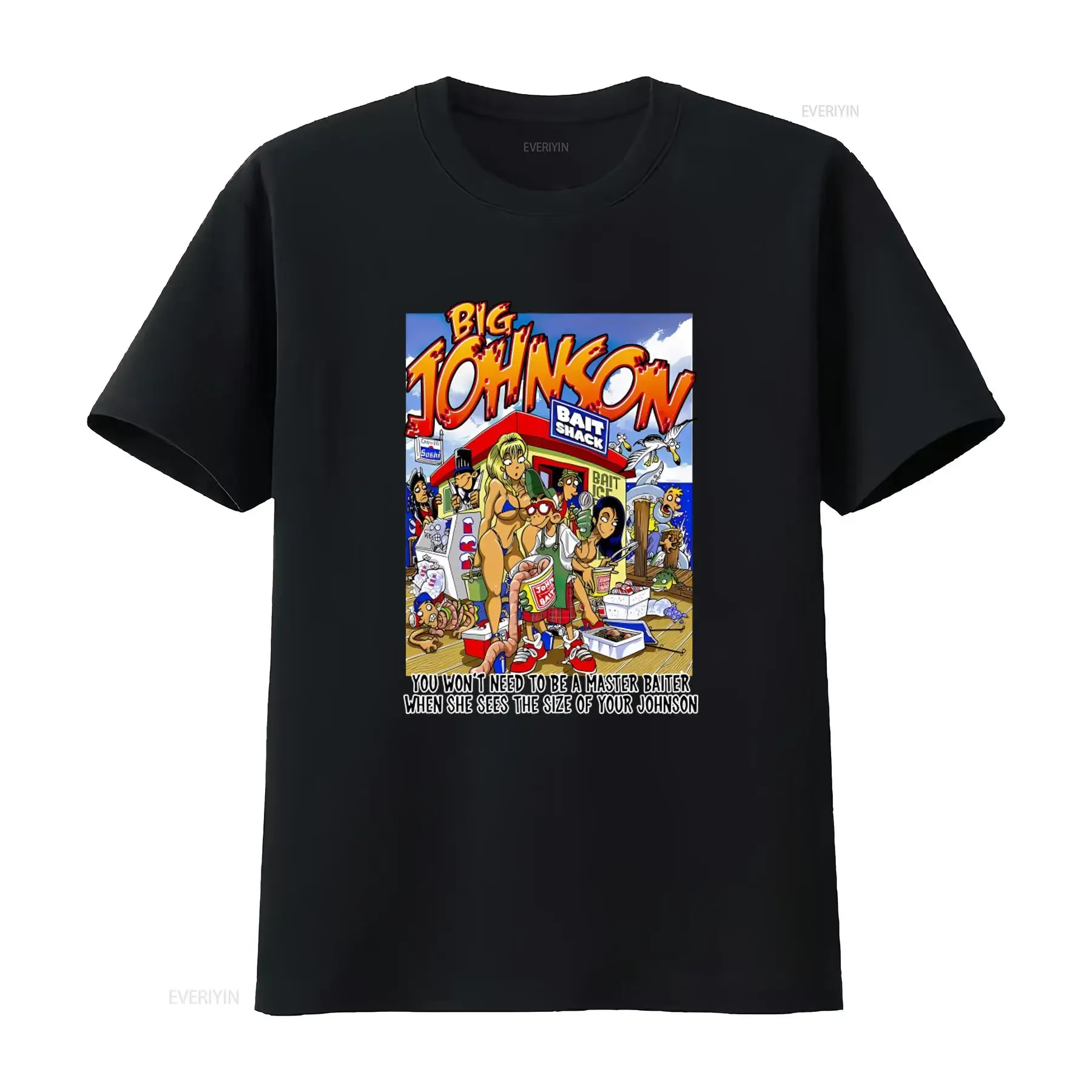 Big Johnson T Shirt Vintage All Size ArT Painting Funny Fishing Bait Shack Design vintage Washed homme streetwear Casual