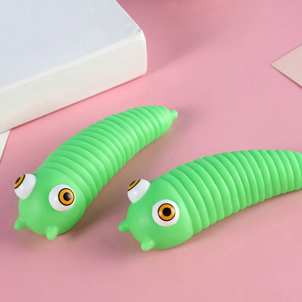 3 pz Decompressione Caterpillar Fidget Verde Spremere Sensoriale Alleviare Lo Stress Riutilizzabile Per Bambini Scrivania Per Adulti Divertimento Popping Occhi Sensoriali