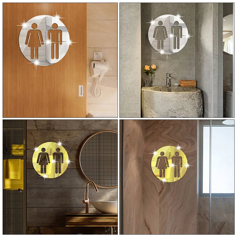 2Pcs Heavy Duty Unisex Toilet Signs Men Women Bathroom Door Stickers for Public Venues Cafes Offices Clear Symbol Modern - view 3