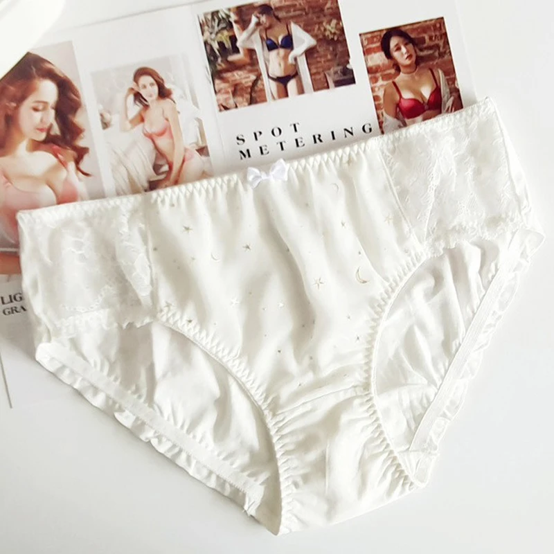 3XL Large Size Retro Palace Style Milk Silk Panties for Women Cute Lovely Sweety Star Elasticity Breathable Underwear Breifs - Image 4