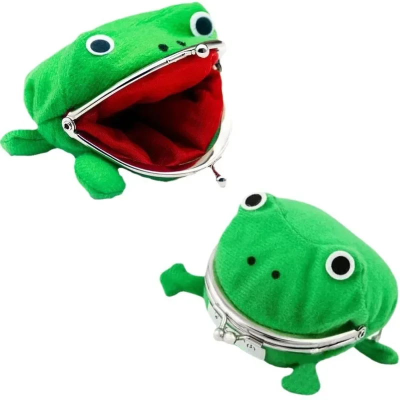 Soft Plush Frog Money Holder Cartoon Animal Wallet Cosplay Party Gift Kawaii Frog Purse for Kids Teens Unique Novelty Accessory