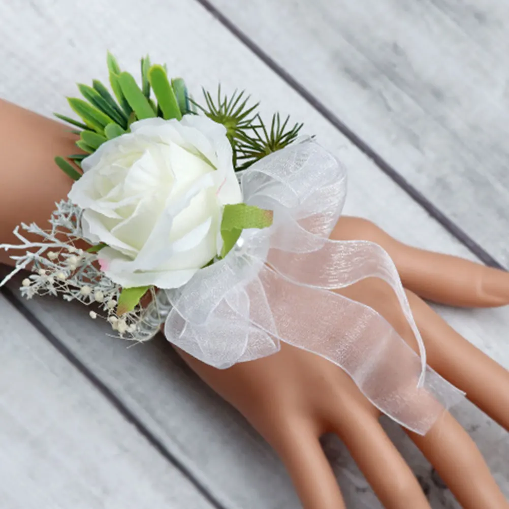 

Corsage Party Wrist Flower Wedding Bracelet Boutonniere for Men Mori Department