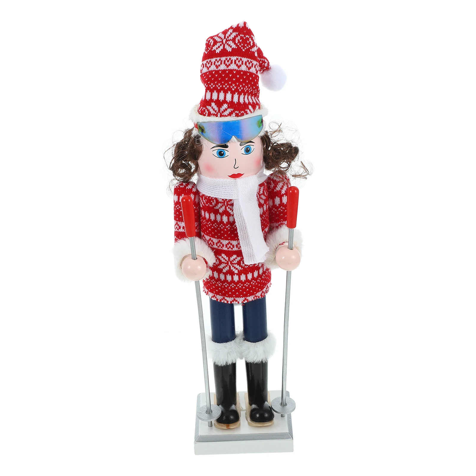

Creative Christmas Wooden Ornament Skier Girl Small Desktop Decor Nutcracker Craft Festival Gift Xmas Party Favor Wood