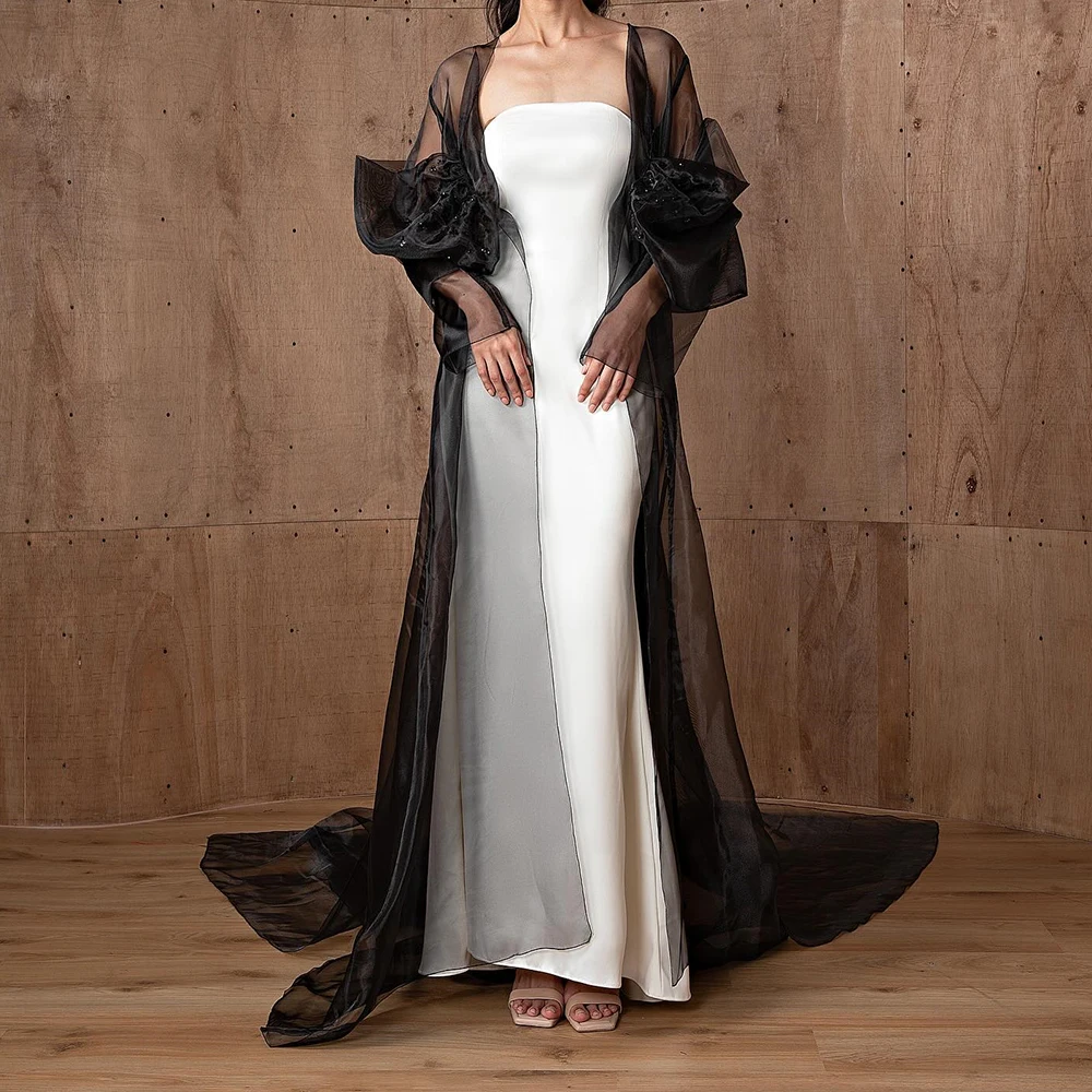 

Customized Jersey Straight shawl Crystal and Bow Evening Dress Floor Length Strapless Watteau Train Delicate платье вечернее