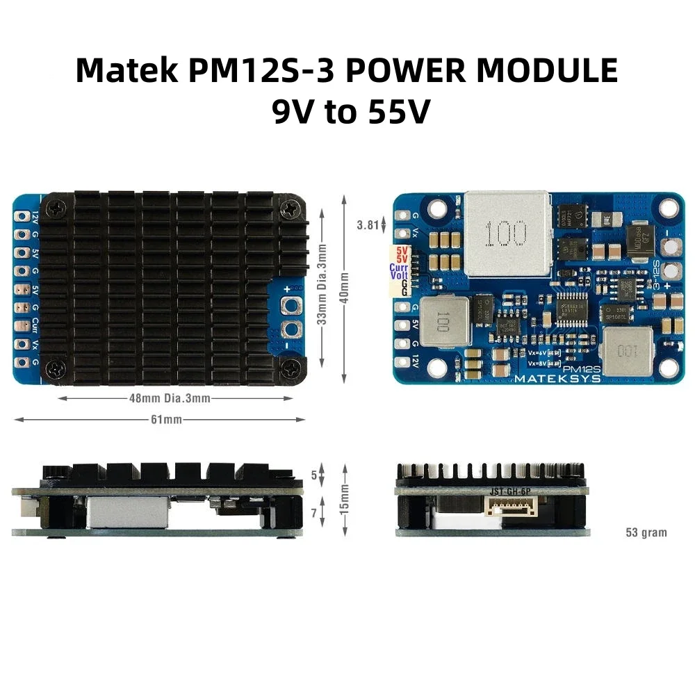 MATEK PM12S-3 Power Module 9-55V Input Independent Step-Down Voltage Regulator for RC FPV Drone DIY Parts