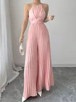 Novedad de verano, monos, ropa de calle, moda informal, peleles ajustados con cordones, monos rosas sexis sin mangas para fiesta, monos elegantes para mujer, ropa