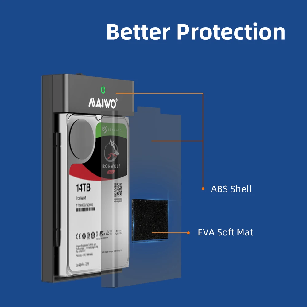 MAIWO USB 3.0 2.5 3.5'' SATA Adapter External Hard Drive HDD Enclosure SATA Support 24TB Capacity 5Gbps High Speed for PC Laptop - Image 6