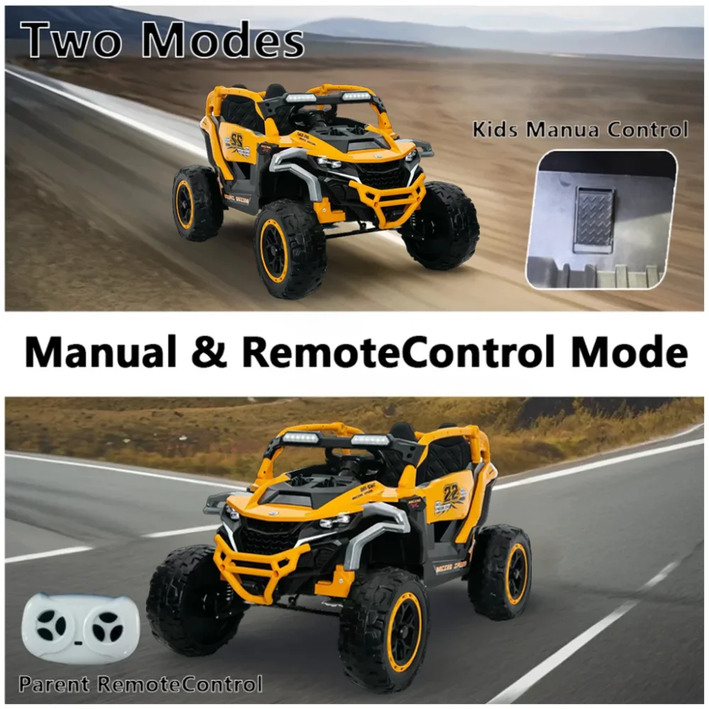 Ride on Models Truck Car Vehículos eléctricos para niños de 12 V, control remoto, suspensión de choque delantera y trasera, UTV de 2 plazas