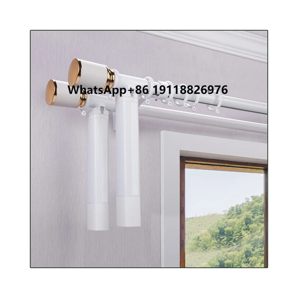 

ZSHINE Curtain Rail Track Electric Double Curtain Rods Customized Remote Control Motorized Poles for Living Room Bedroom