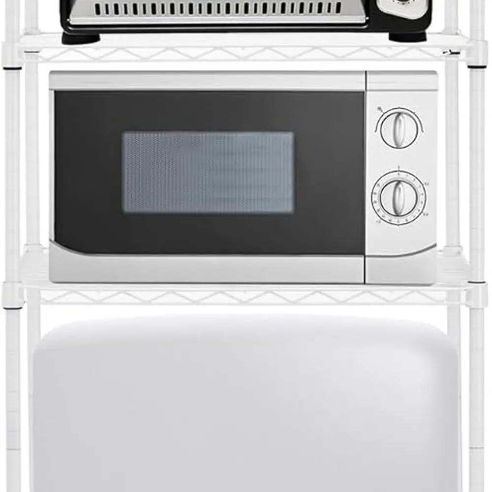 Adjustable 4-Tier Metal Mini Fridge Storage Rack - White, Ideal for Dorms, Kitchens, Offices