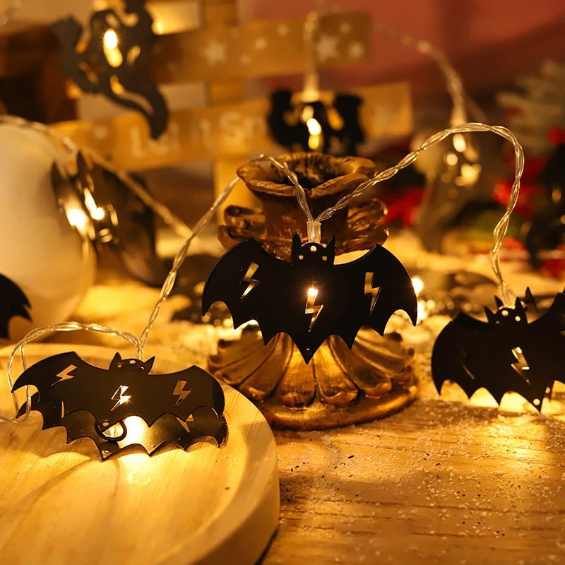 1.5m 10LED Horror Black Crow Bat String Light Halloween Party Hanging Ornament Battery powered string light Halloween Decoration