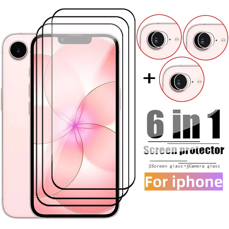 

6in1 Glass For iPhone 17e Screen Protector HD Tempered Glass iPhone 17e Protective Phone Lens Film iPhone 17e