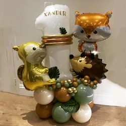 36Pcs Woodland Animals Balloons Set Fox Hedgehog Squirrel Foil Balloon Forest Theme Party Decor Retro Brown Latex Baby Shower