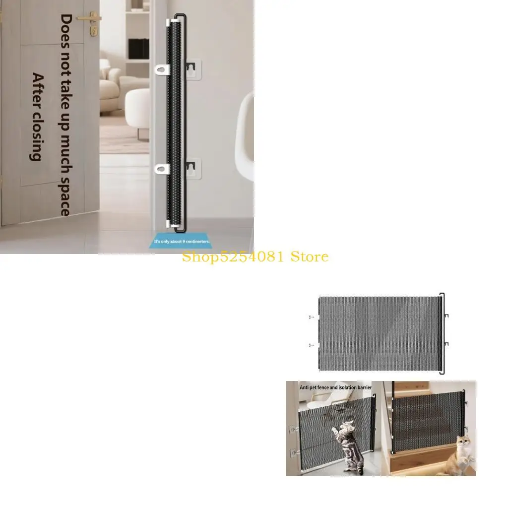 AXYC Black Pet Gate for Room Entries and Doorways, Pull-Across Indoor Barrier Panel with 49.21 In Shared Width for Homes