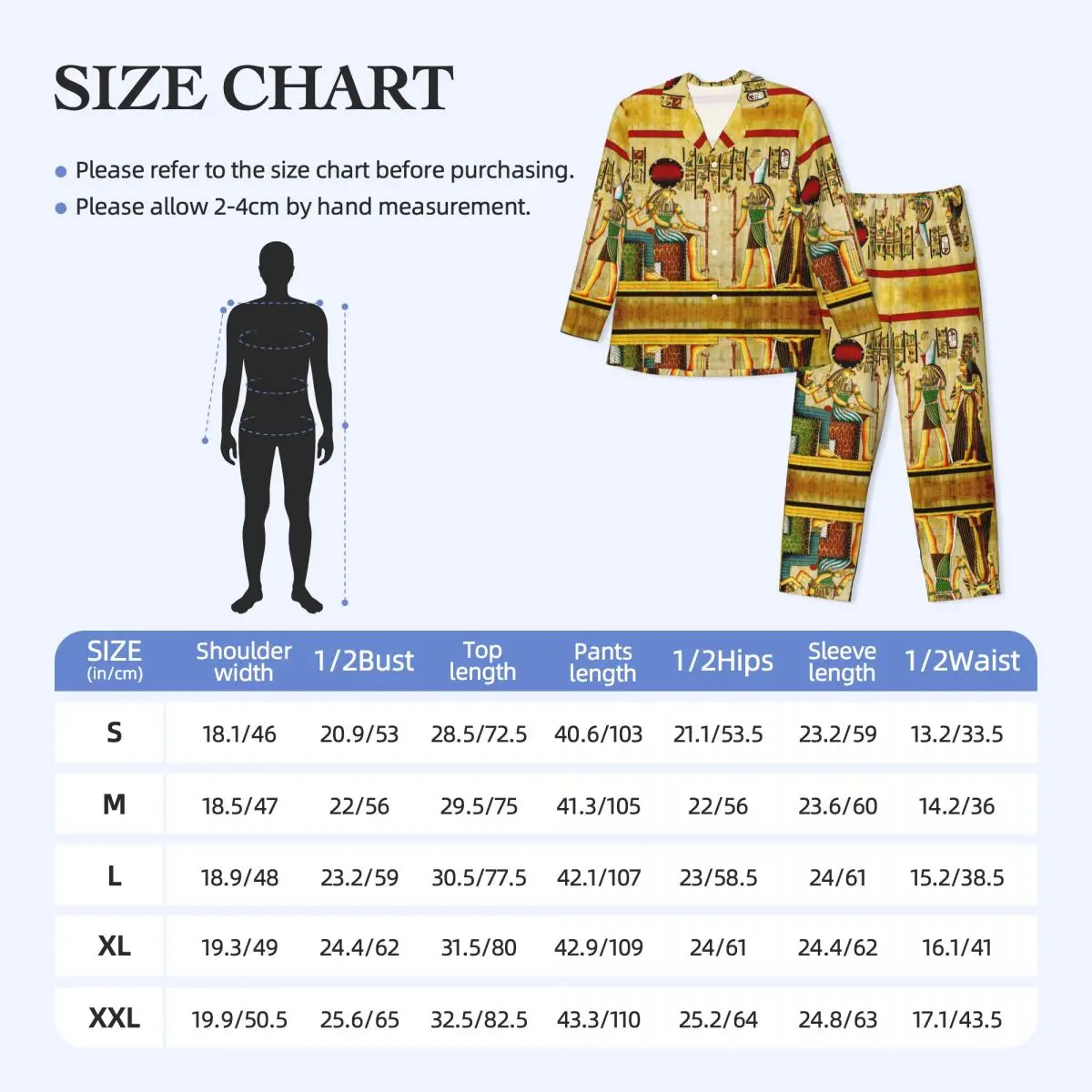 Men Pajamas Set of Autumn Winter Long-Sleeved Egyptian Gods And Goddess Home Clothing Sleepwear 2PCS/Set