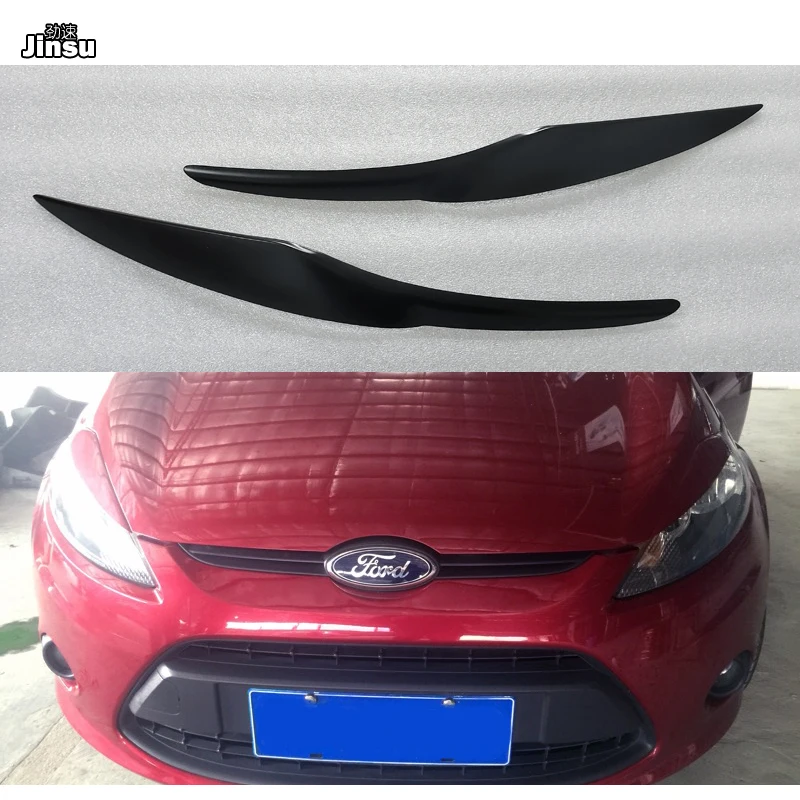 

Fiber glass matte balck primer Headlights Eyebrows Eyelids Car Stickers For Ford Fiesta MK7 2009 - 2012 Front Headlamp Eyebrows