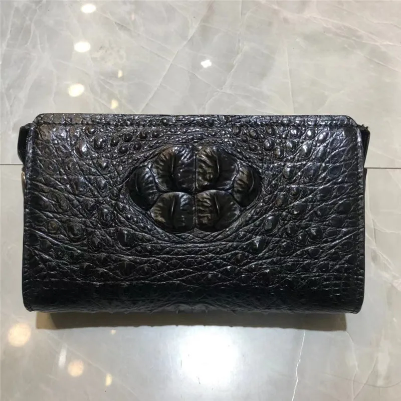 

Authentic Real Crocodile Skin Password Coded Closure Men's Wristlets Clutch Bag Genuine Alligator Leather Male Large Card Purse