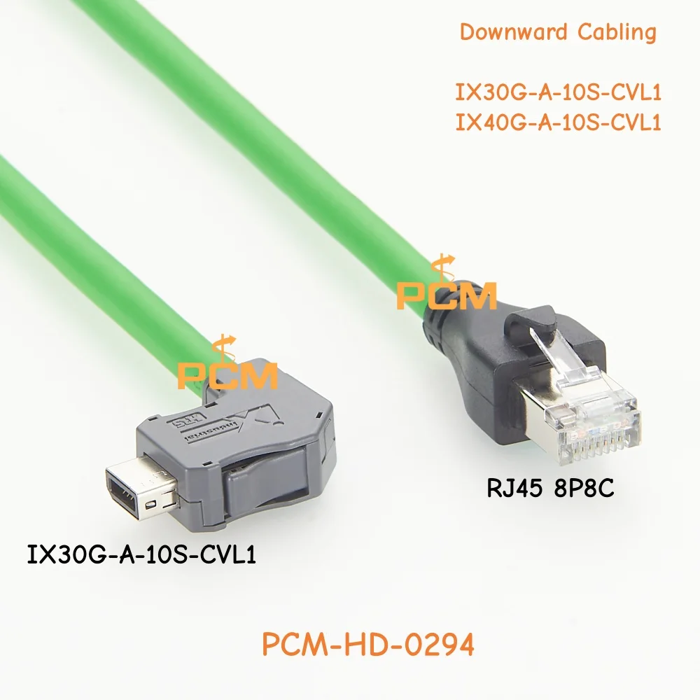 Cat6A IX Industrial IX A Key to RJ45 Cable Right Angle Down SFTP 26AWG High Flex 10Gbps Industrial Ethernet 2m