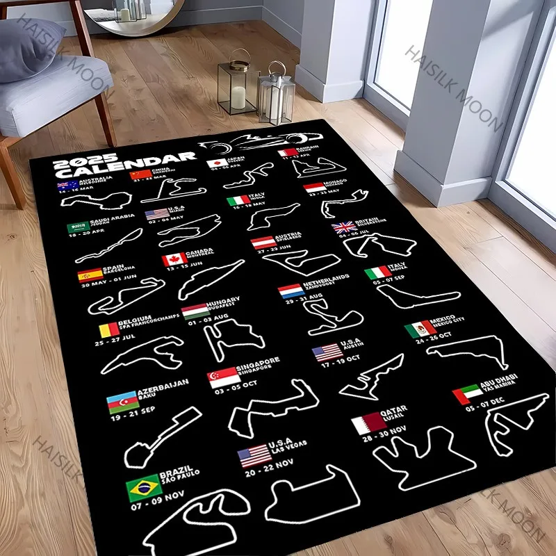 Alfombra con diseño de circuito de carreras, Silverstone/Laguna Seca, patrón de pista, decoración del hogar, alfombra antideslizante, alfombra de bienvenida