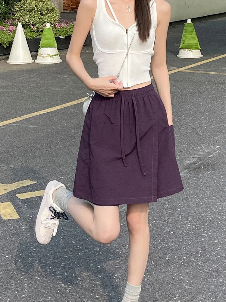 Sommer-Damen-Shorts Schnelltrocknend Leichtgewichtig Mit Taschen Vorderer Schlitz Cargo-Hose Hohe Taille Knielange Shorts Sportliche Freizeithose – Detail 25