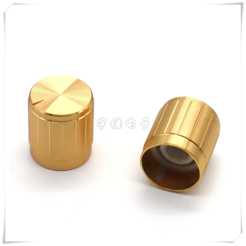 5PCS 15*17MM Aluminum Alloy Knob Cap Potentiometer Knob Cap Golden Metal Adjustment Switch Cap Flower Shaft 6MM