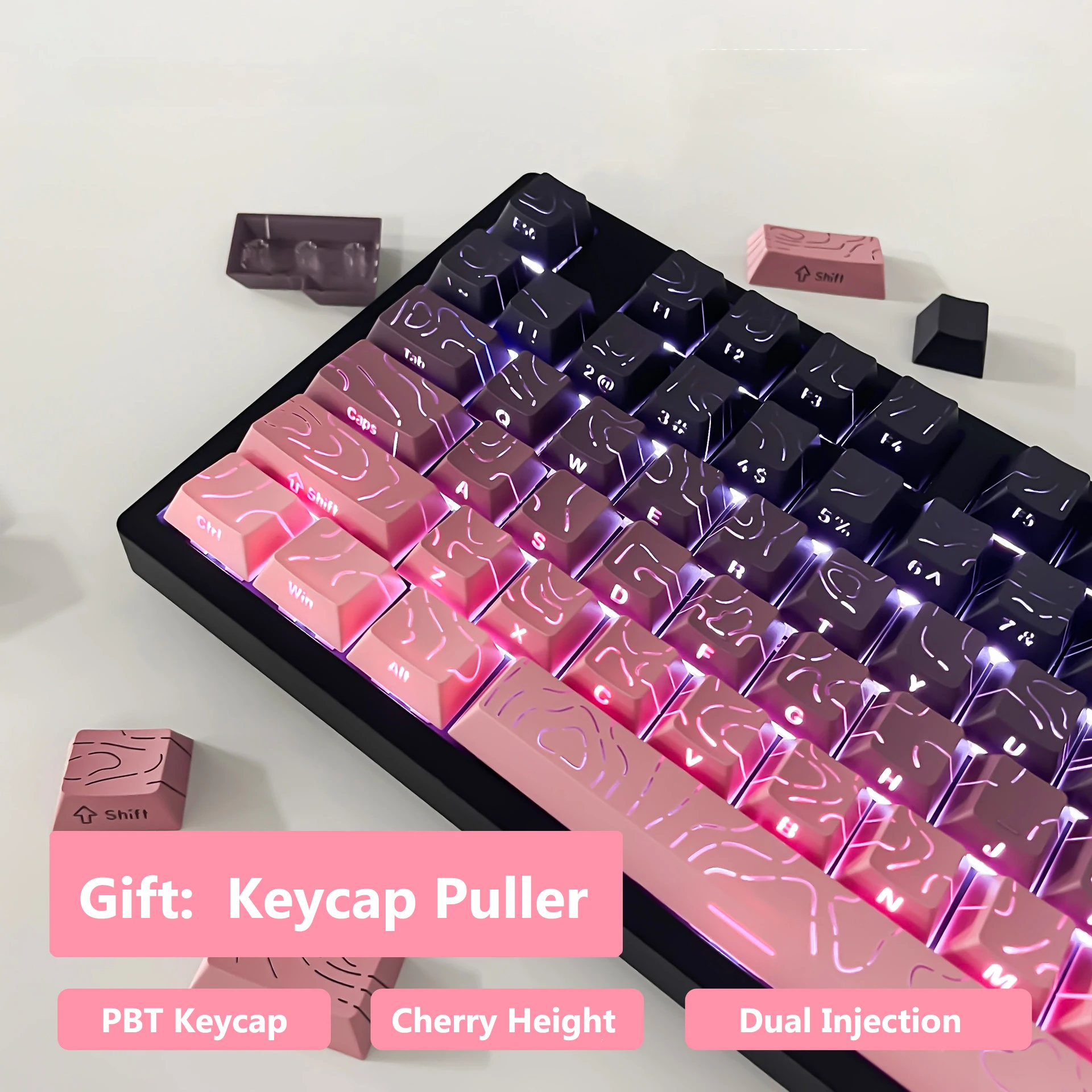 

2026 New Cherry Height Keycap Side Print Dual Injection Character Full Set of OEM Keycaps suitable for Mechanical Keyboard