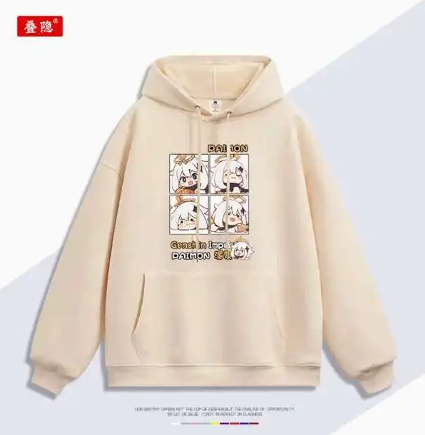 

Anime Genshin Impact Paimon Hooded Hoodie Cosplay Autumn Winter Men Women Coat Loose Jacket Tops anime