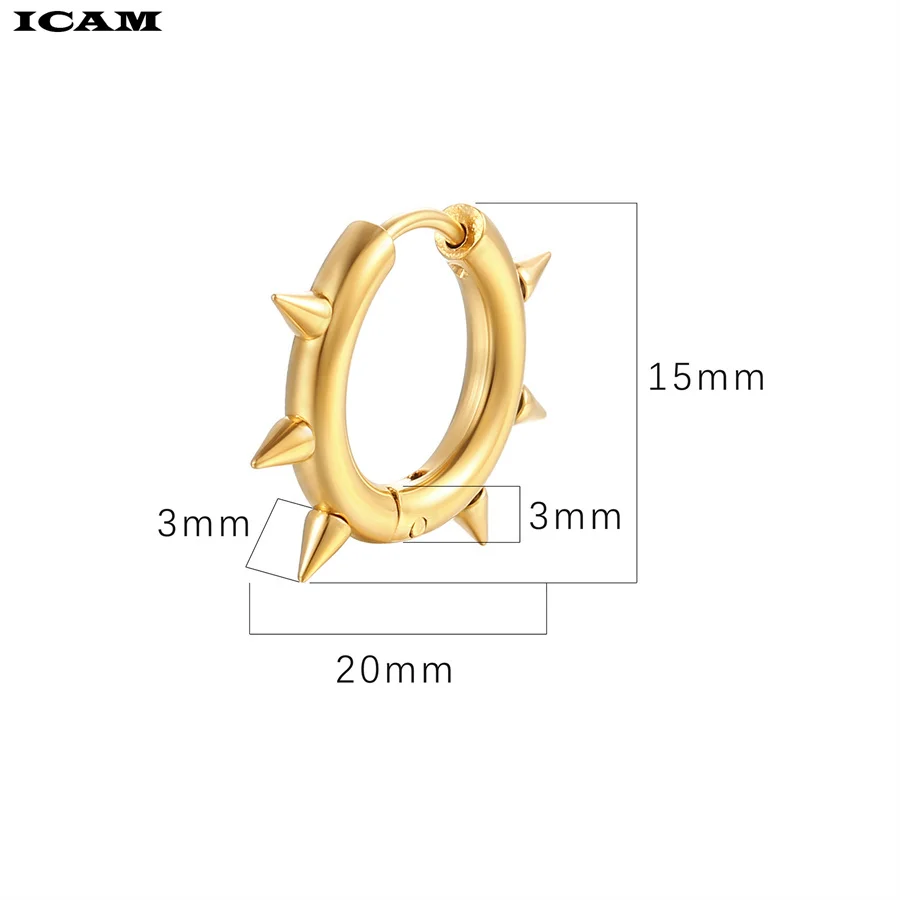 Punk Spike Rivet Hoop Earrings For Women Stainless Steel Huggie Earrings Ear Cuff Piercing Earring Gothic Jewelry Accessories