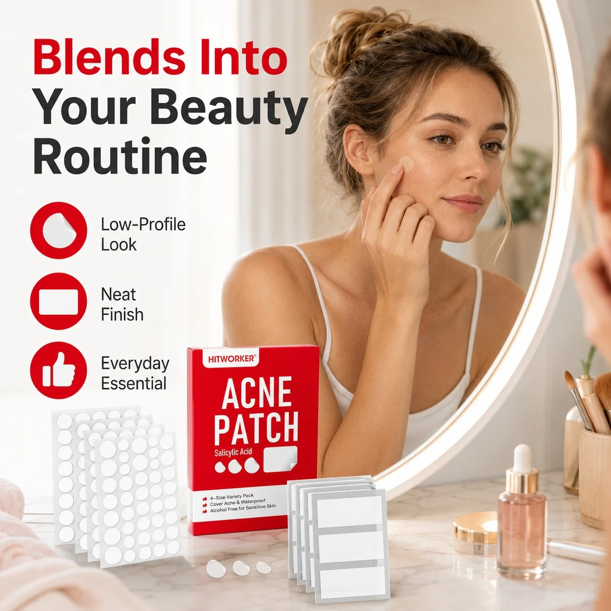 Hydrocolloid Acne Patches, 510 pieces, 4 sizes – High-quality invisible acne patches/concealer. Cleanses pores view 2