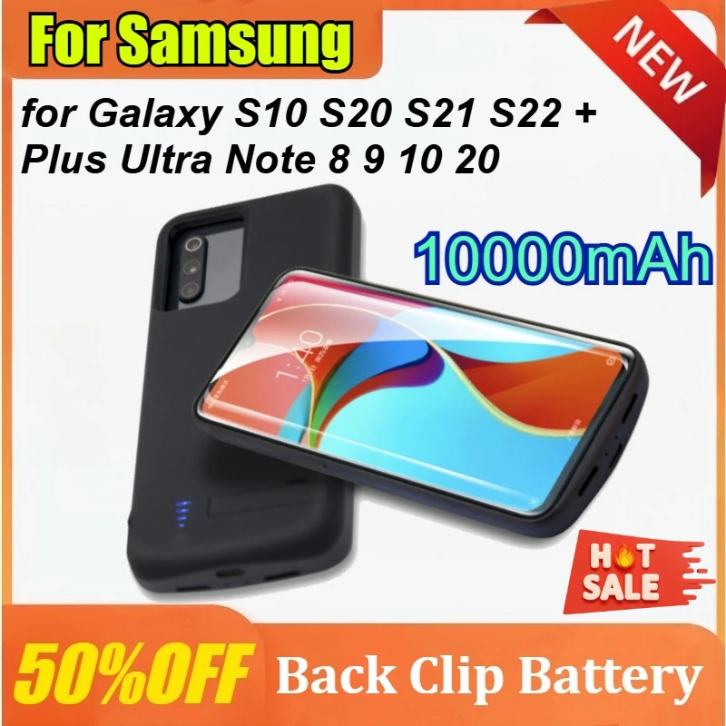 

10000mAh Portable Battery Cover for Samsung Galaxy S10 S21 S20 S22 + Plus Ultra Note 10 9 8 20 Battery Charger Case Power Bank