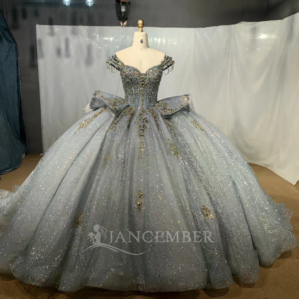 

Attractive Short Sleeves Birthday Prom Dresses For Girl Customized Sequined Personalised Vestidos De Baile Sweet 16 Dress