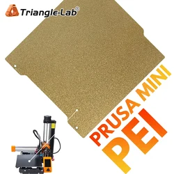 Trianglelab® 190X188(200mm) Prusa MINI gold Double Sided Textured PEI Spring Steel Sheet Powder Coated PEI Build Plate