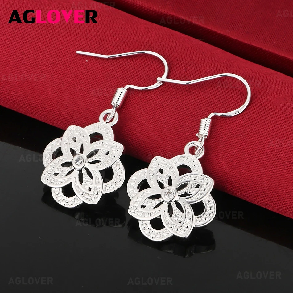 

AGLOVER 925 Sterling Silver Butterfly Hollow Earrings Women Fashion Romantic Wedding Party Jewelry