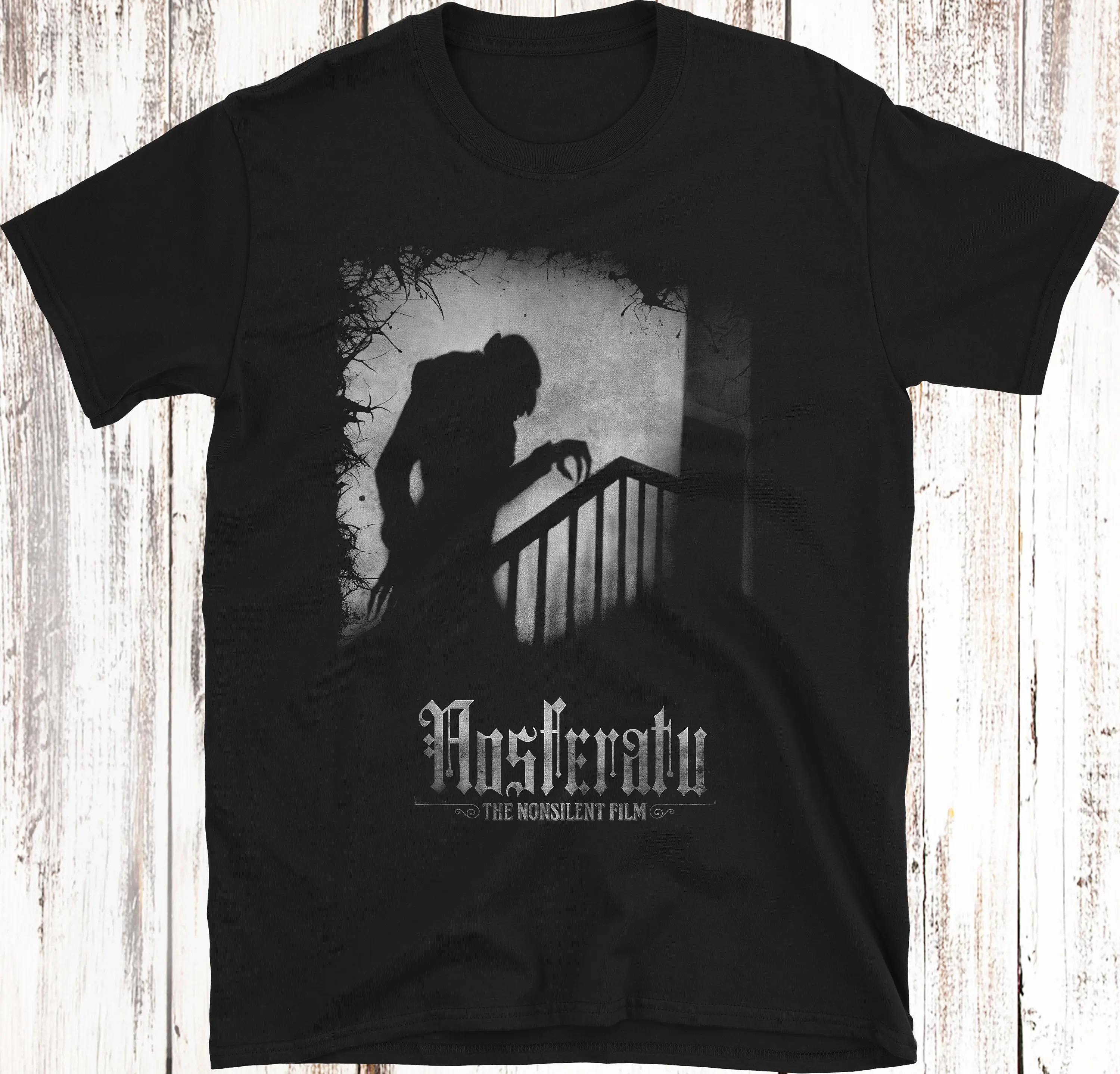 Camiseta para Hombre, Estilo Vintage, Estampado Clásico Gótico de Vampiro, para Fanáticos de Películas de Terror, Diseño Gráfico Desgastado, Manga Corta, Informal, para Verano