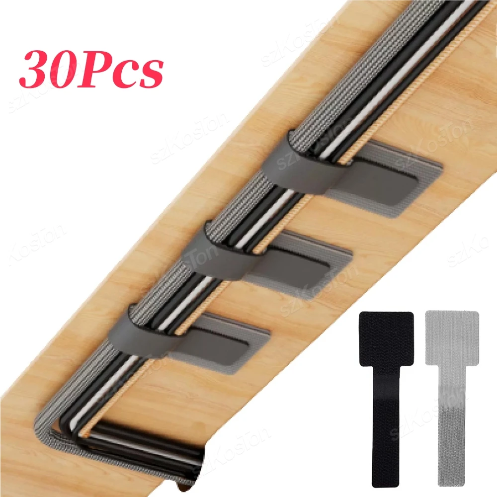 30/10Pcs Reusable Cable Organizer Desk Wire Winder Cable Tie Organizer Self Adhesive Cord Rope Holders Cord Protection Straps