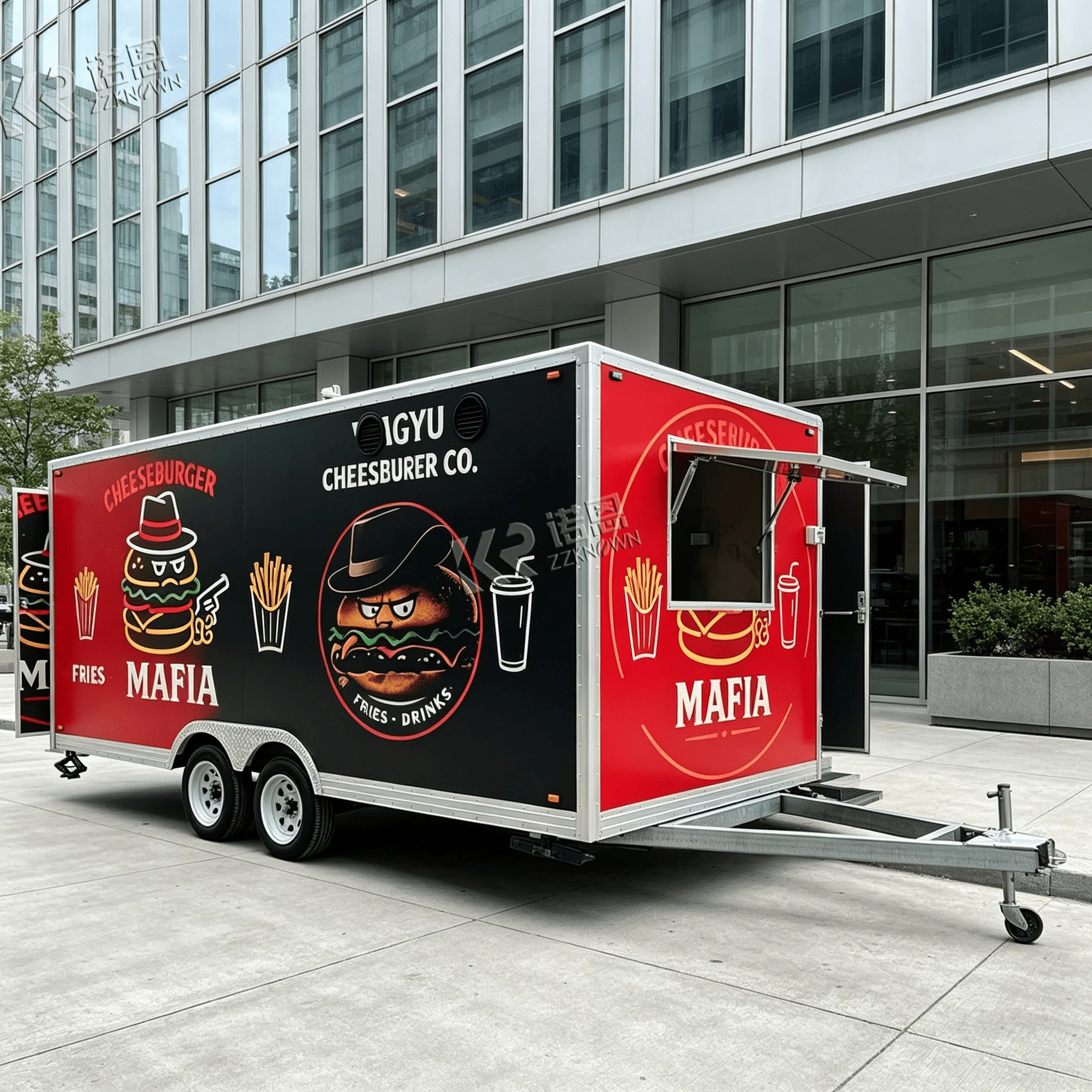 5m Towable Mobile Food Trailer With Fresh‑waste Water Tanks for Commercial Street Grab‑and‑Go Food Sales