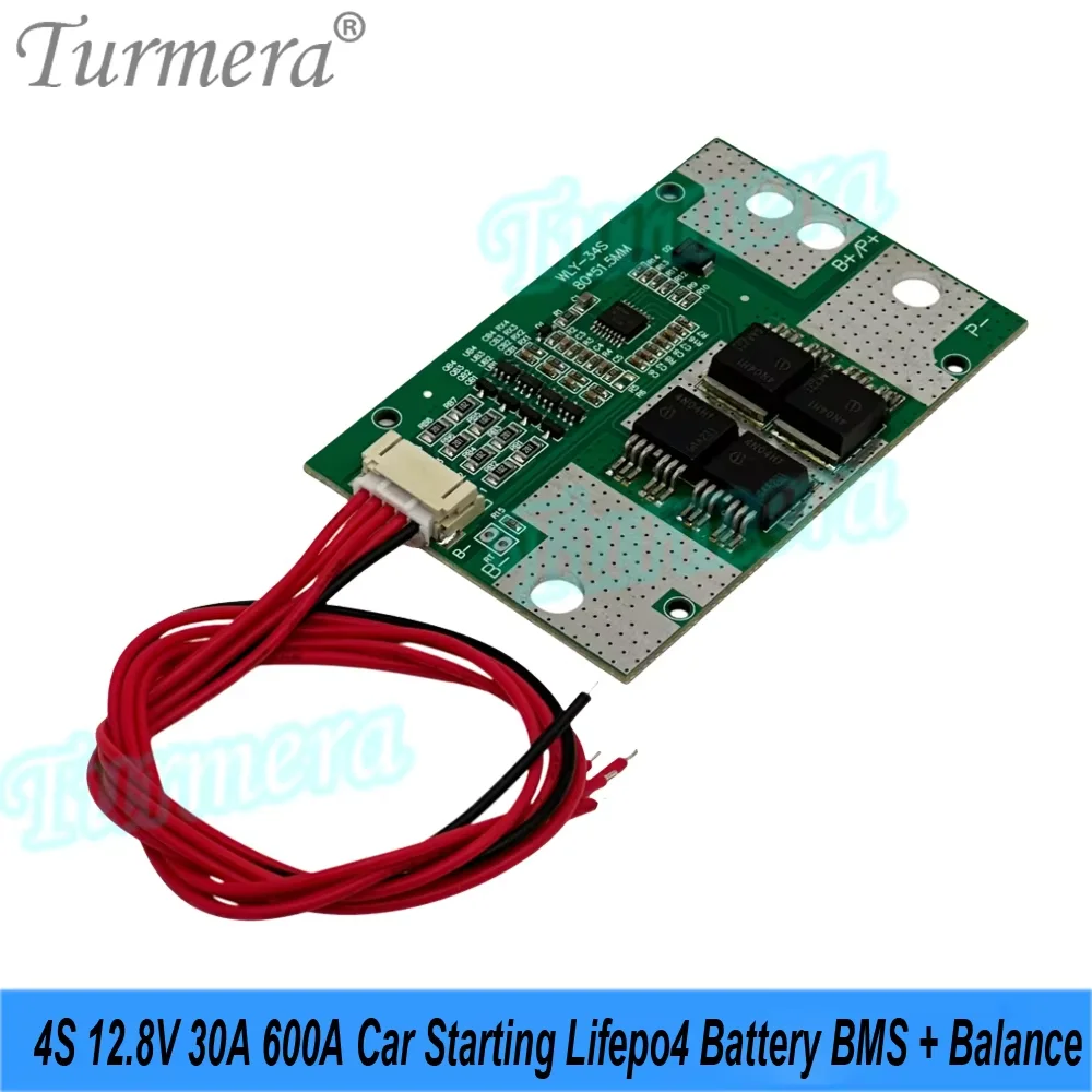 4S 12.8v lifepo4 3s 12.6v 4S 16.8v 30a pico 600a bateria de íon-lítio bms equilíbrio para 3.2v 30ah a 280ah carro partida diy uso turmera
