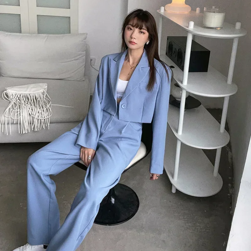 DAYIFUN Fashion Pant Suits Women\'s Blazer Sets 2 Pieces Fall Outfits Female Elegant Suit Pants and Jackets Matching Set Pantsuit