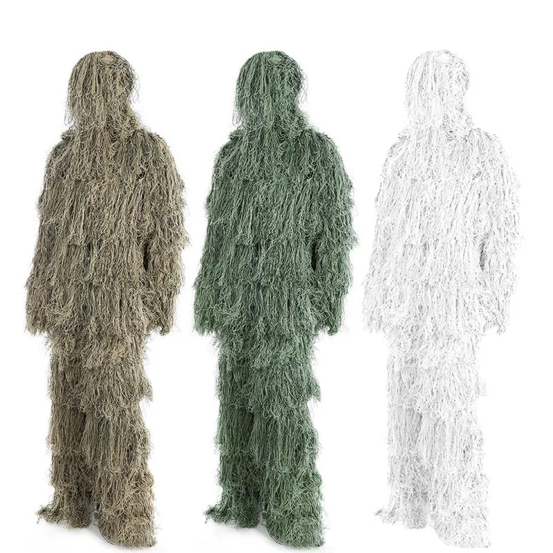 5pcs/set Camouflage Ghillie Suit Kids Adult Universal Sniper Military Tactical Army Clothing Hunting Birding Invisible Clothes