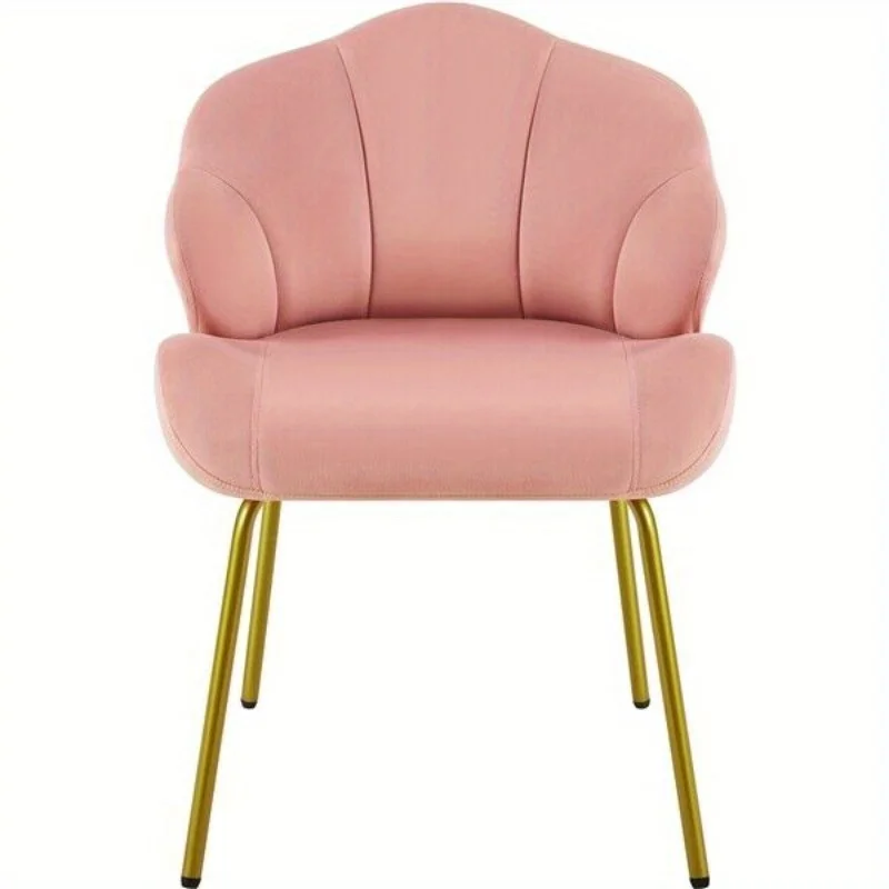 

Modern Accent Chair with Shell Shaped Backrest, Velvet Armchair with Metal Legs