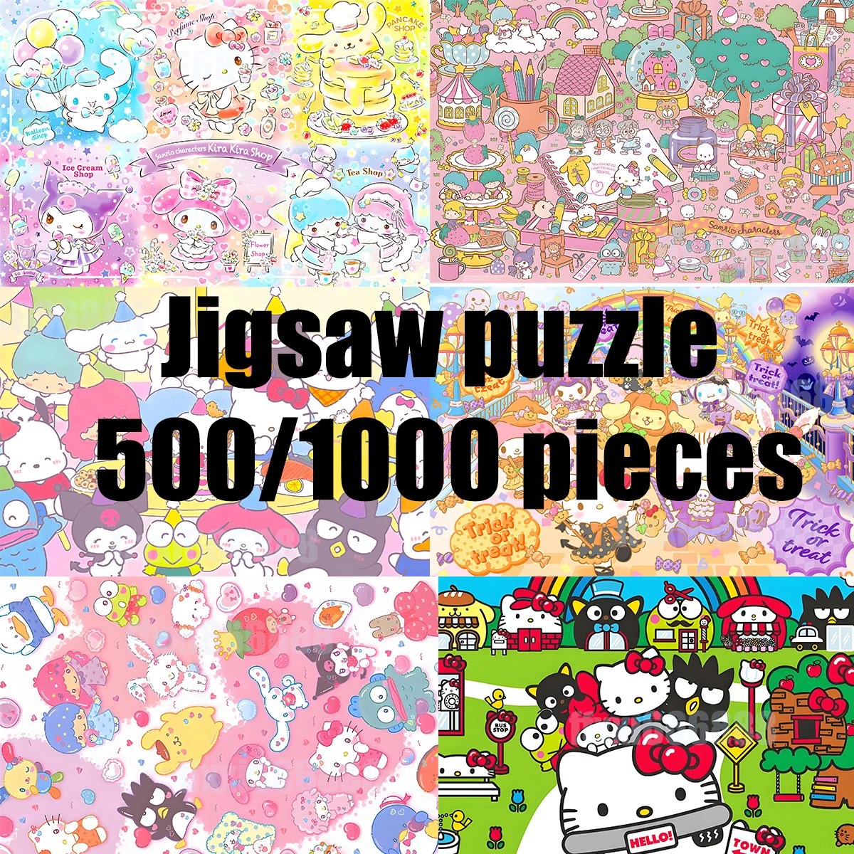 

500/1000 Pieces sanrio hello kitty Jigsaw Puzzles Wooden One Piece Puzzles for Adults Toys Gifts Family gathering