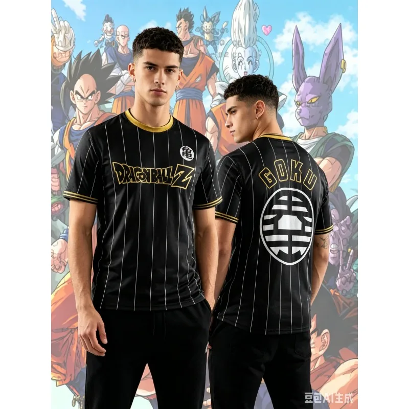 2026 Summer Dragon Ball Z Goku Kame Symbol Football Jersey, 3D Print Polyester Oversized Loose Sports T-Shirt for Men Women Kids