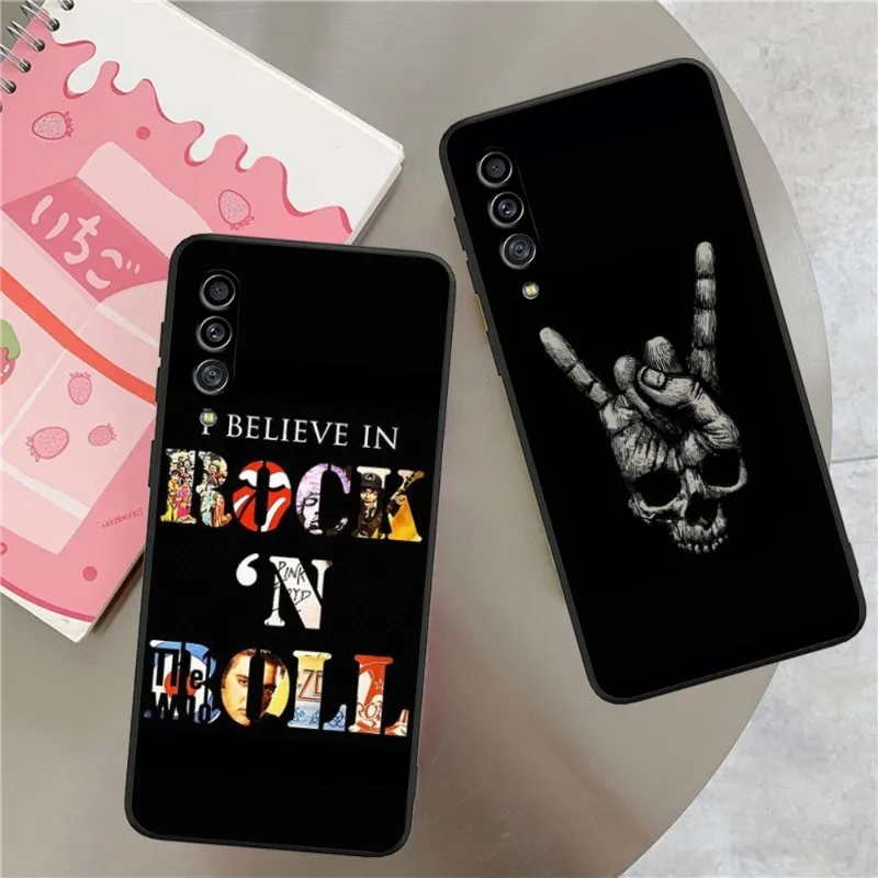 Rock n Roll Phone Case for Samsung Galaxy S23 S22 S21 S10 S9 S8 Plus Ultra Black Soft Phone Cover