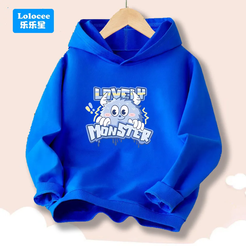 Cartoon Lovely Monster Pattern Children's Hoodies Spring Autumn Boys Fashion Outdoor Travel Hooded Sweatshirt GSLS1