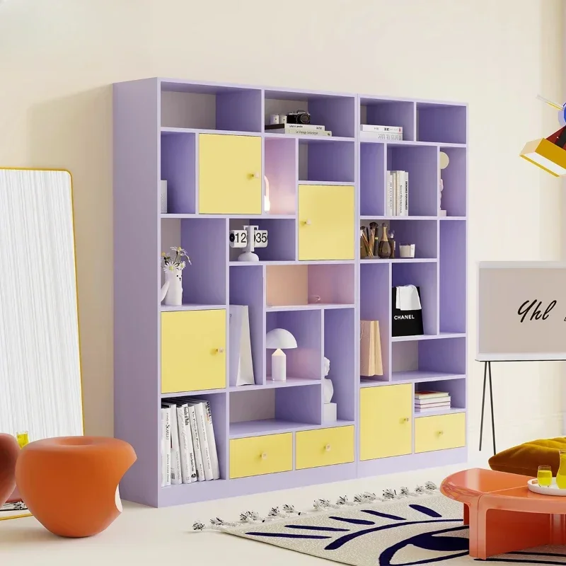 Dopamine combination bookcase Color storage cabinet Whole wall Figure display cabinet
