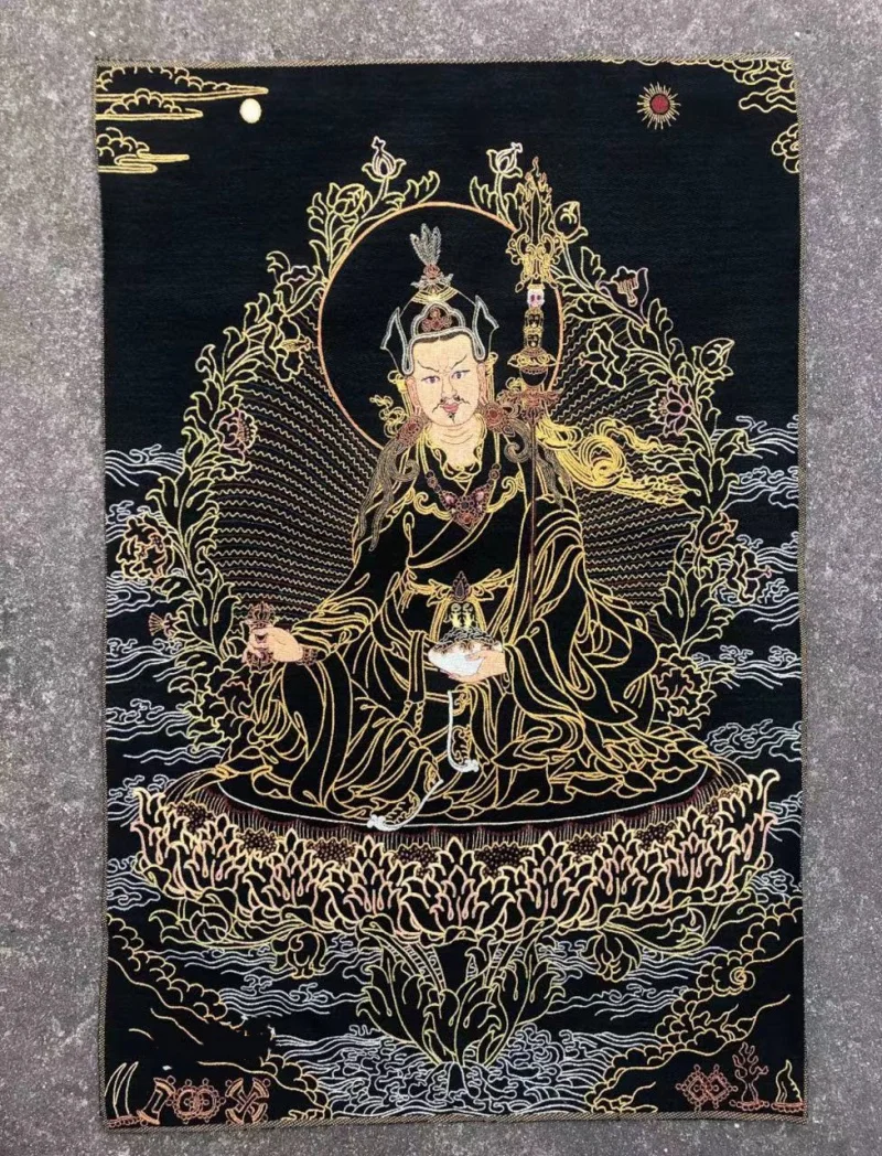 

Lotus Master Thangka Embroidery Silk Painting Tibetan Buddha Statue Wall Hanging decor Thangka Mural Painting